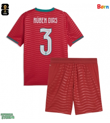 Portugal Ruben Dias #3 Replika Babytøj Hjemmebanesæt Børn VM 2026 Kortærmet (+ Korte bukser)